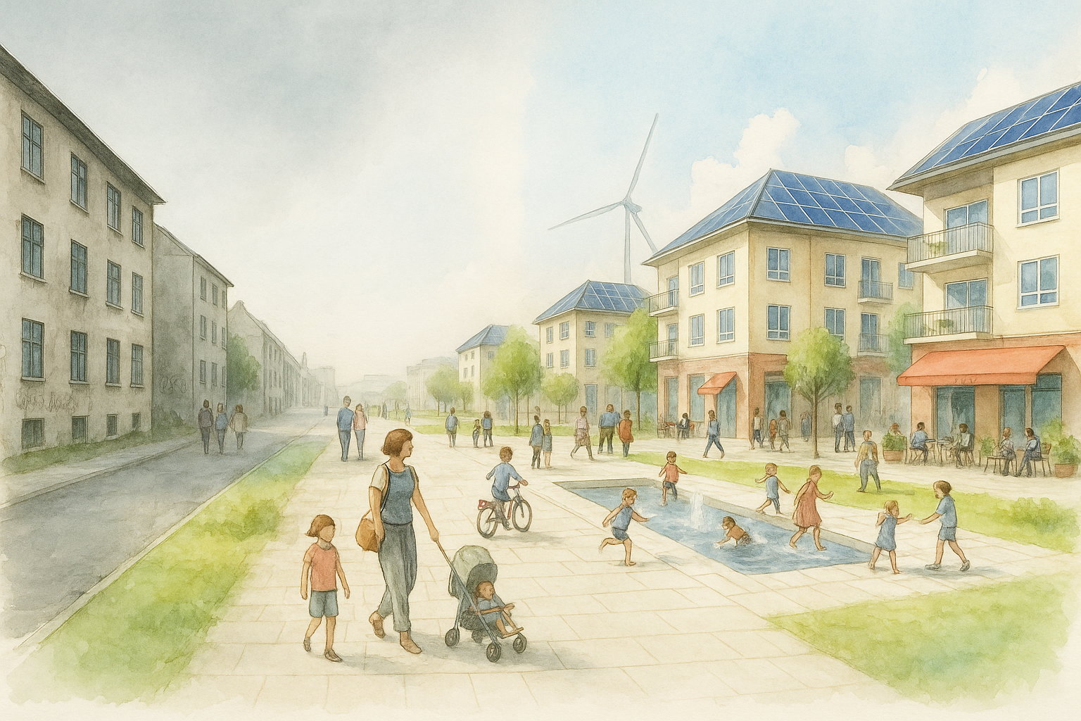 Tegning af byområde